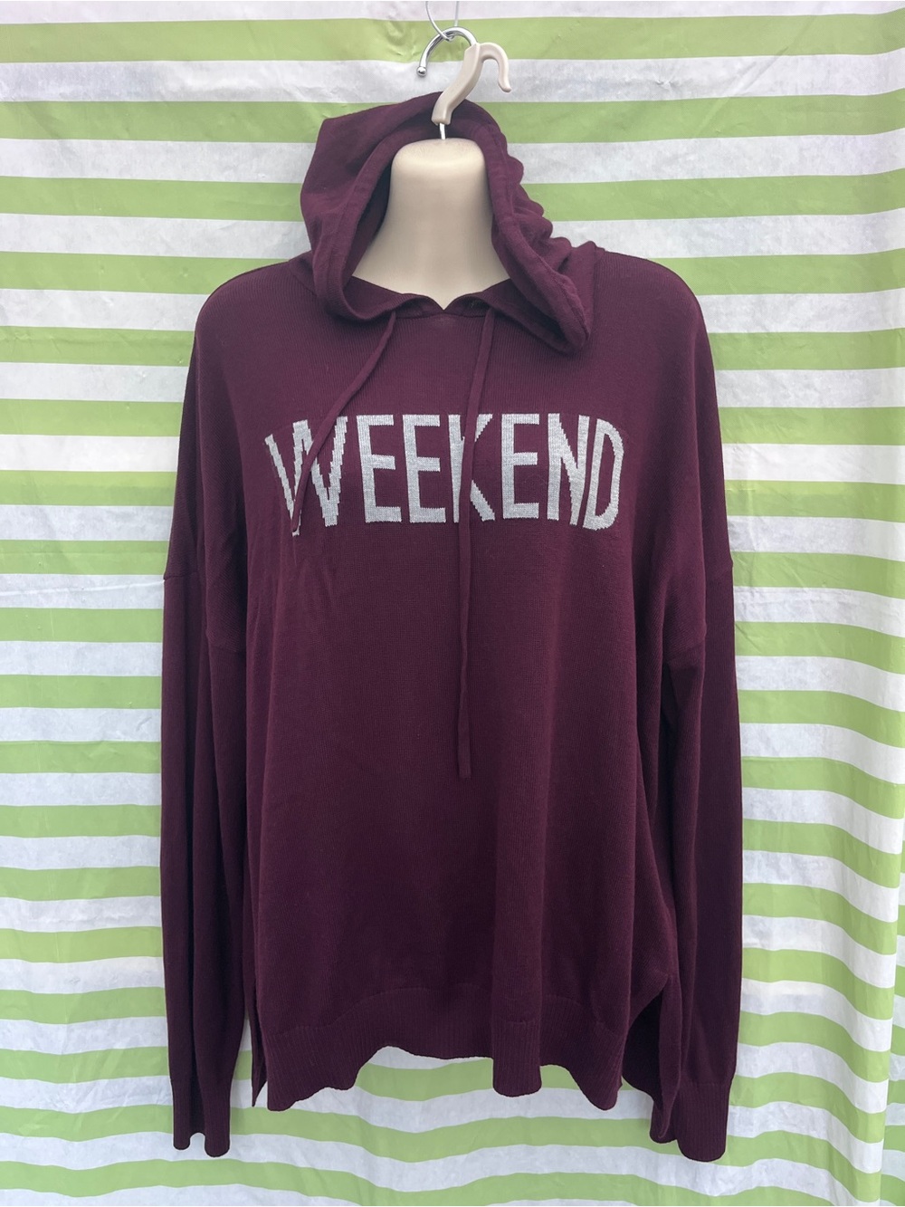 Rachel Zoe Burgundy 'WEEKEND' Pullover Hoodie Sweater